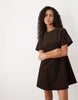 Mini Cord T-Shirt Dress In Brown