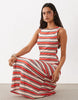 Seamed Stripe Boat Neck Midi Dress