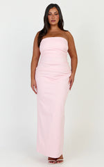 Jamie Maxi Dress - Strapless Ruched Fitted Column Dress in Pink
