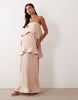 Zigzag Plisse Tiered Trapeze Maxi Dress In Champagne