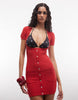 Frankies Bikinis X Jennie Kim Open Knitted Mini Dress In Red