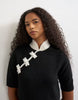 Topshop Knitted Mandarin Collar Maxi Dress With Wool In Black Mono