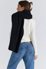 black wool oversized textured scarf
