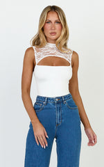 Blanche Top - Cut Out Lace Top in White