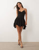 Missyempire Cami Ruffle Tiered Hem Mini Dress In Black
