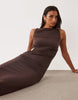 Twist Hardware Detail Midi Dress In Chocolate