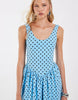 Polka Dot Midi Dress In Blue And Brown