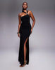 Halter Neck Hardware Split Maxi Dress In Black