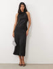 Cowl Halter Midaxi Dress In Black