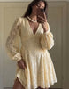 Na-Kd Embroidered Chiffon Long Sleeve Mini Dress In Yellow