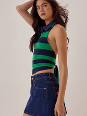 Tinsley Halter Rugby Stripe Top