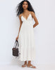 Stradivarius Long Flowing Dress With Open Back In White