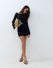 Cotton Asym Rib Mini Dress In Black