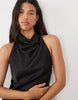 Cowl Halter Midaxi Dress In Black