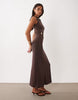 Twist Hardware Detail Midi Dress In Chocolate