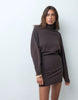 Supersoft Drape Batwing Mini Dress In Chocolate