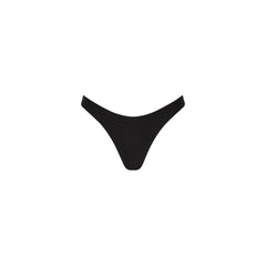Gathered Deep V Thong Bikini Bottom - Twilight Black