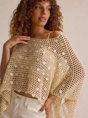 Josephine Crochet Sequin Poncho