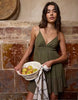 Stradivarius Short Dress With Open Back In Khaki