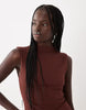 Cotton Rib Mini Dress In Chocolate