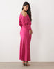 Fallen Shoulder Maxi Dress In Pink