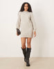 Jdy Puff Sleeve Knitted Mini Jumper Dress In Stone