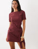 Supersoft Tie Side Mini Dress In Burgundy