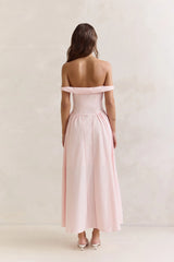 Memory Of Fate Off Shoulder Maxi Dress Pink