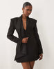 Bardot Blazer Tie Detail V Neck Mini Dress In Black