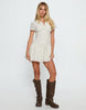 Princess Polly Windswept Cotton Rich Button Through Full Skirt Mini Shirt Dress In Cream Stripe