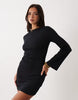 Cotton Rib Scoop Back Mini Dress In Black