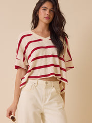 Dylan Striped V-Neck Top