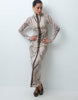 Funnel Neck Placement Print Midi Dress