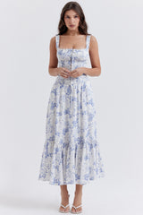 blue floral print top