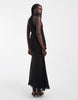 Chiffon High Neck Double Layer Maxi Dress In Black