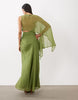 Draped Batwing Asymmetric One Sleeve Maxi Dress In Light Khaki
