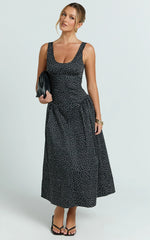 Lioness - Luna Rosa Midi Dress - In Noir Polka