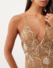 Embroidered Crochet Maxi Dress With Cut Outs In Brown