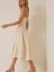 Sirena Beaded Linen Dress
