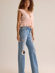 Monet Ruffle Lace Trim Top