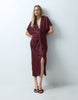 & Other Stories Draped Midi Dress In Wine