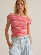 Charla Stripe Boat Neck Top
