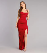Eva Glitter Lace-Up Column Formal Dress
