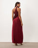 Plisse Contrast Draped Halter Neck Maxi Dress