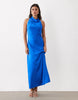 Cowl Halter Midaxi Dress In Cobalt Blue