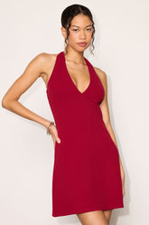 Brinley Burgundy Halter Mini Dress