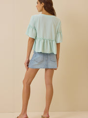 Jackie Ruffle Sleeve Top