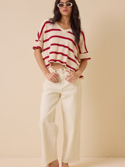 Dylan Striped V-Neck Top