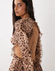 The Dolls House Circa Premium Chiffon Cut Out Ruffle Trim High Low Maxi Dress In Leopard Print