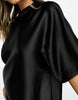 Satin Oversized Mini Tshirt Dress In Black